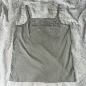 Madewell Apron Baby Tank Top‎ XL Square Neck Green Knit Straps Cottage Whimsy